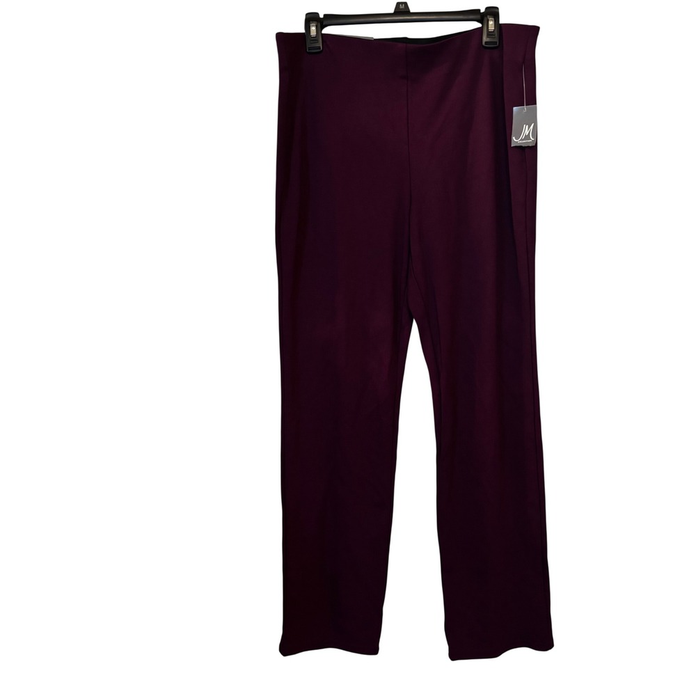 JM Collection Women's Pants Large NWT Burgundy Pull-On Straight Leg Dress Pants
